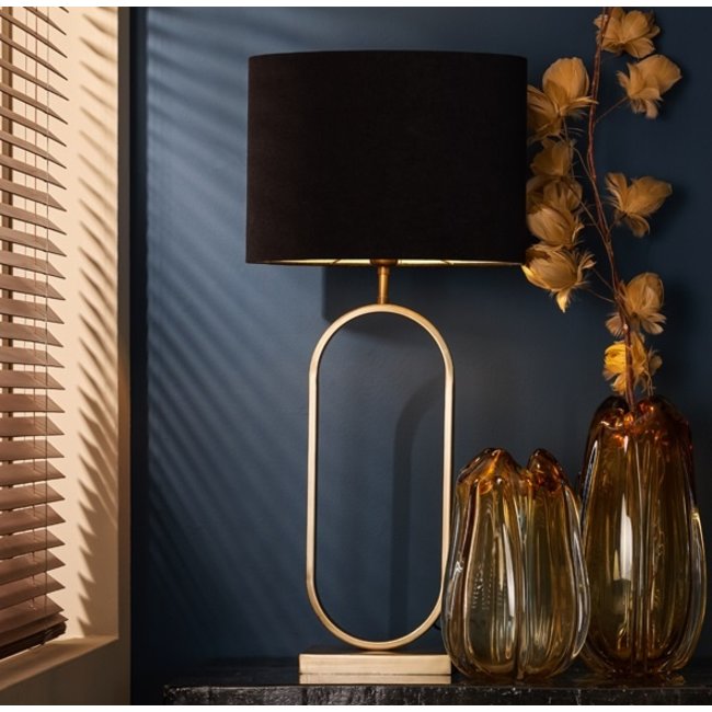 Light en Living Lampenkap ovaal recht VELOURS zwart-taupe - diverse maten