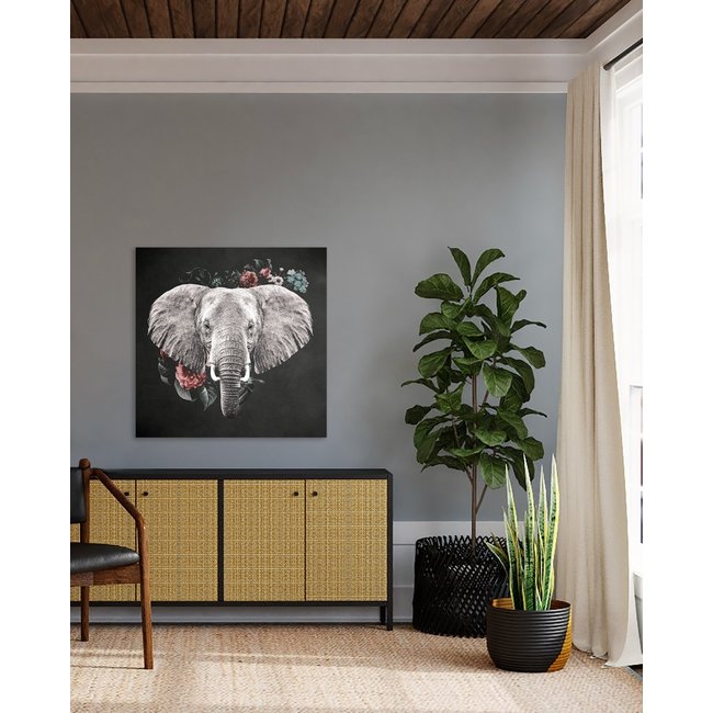 Wandkraft Elephant with Flowers - 74 x 74 cm