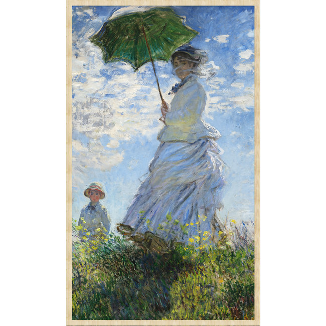 Wandkraft Woman with a Parasol – Madame Monet and Her Son door Claude Monet