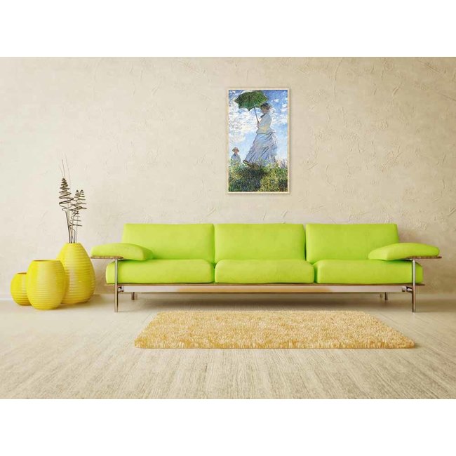 Wandkraft Woman with a Parasol – Madame Monet and Her Son door Claude Monet