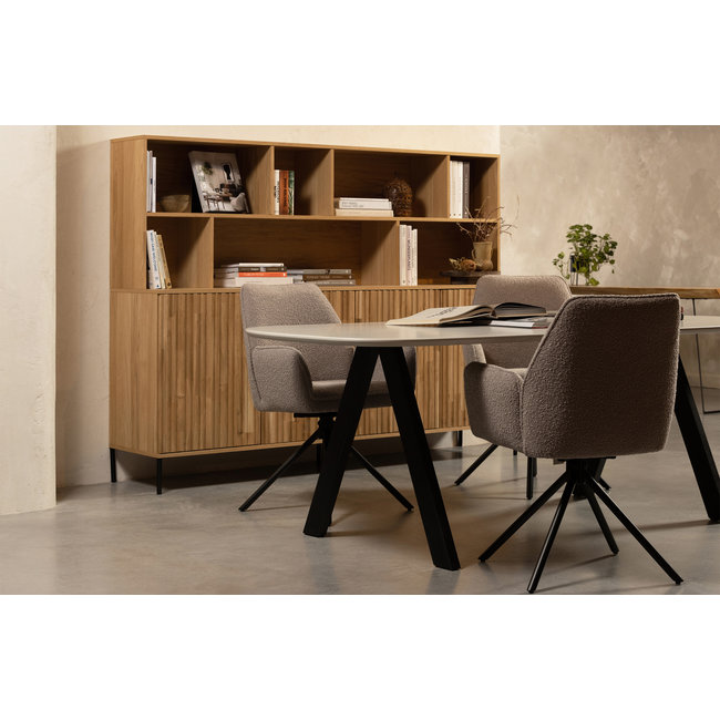 Woood Amber Draaistoel Bouclé Lichtgrijs