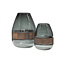 Woood Dave Vaas Glas/hout Blauw/groen 26x19cm