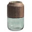 Woood Celeste Vaas Glas/hout Blauw/groen 28x16cm