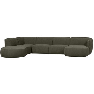 Woood Polly Bank U-vorm Links Warm Groen Woood Polly Bank U-vorm Links Warm Groen