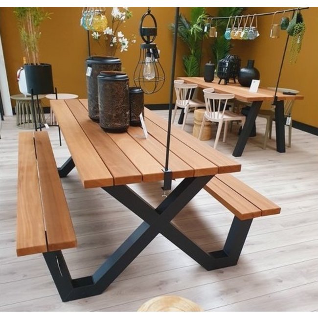 Woood Tablo Outdoor Picknicktafel Naturel Met X-poot Metaal [fsc]