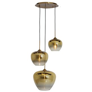 Light en Living Hanglamp 3L Ø40x160 cm MAYSON glas  goud-helder+goud