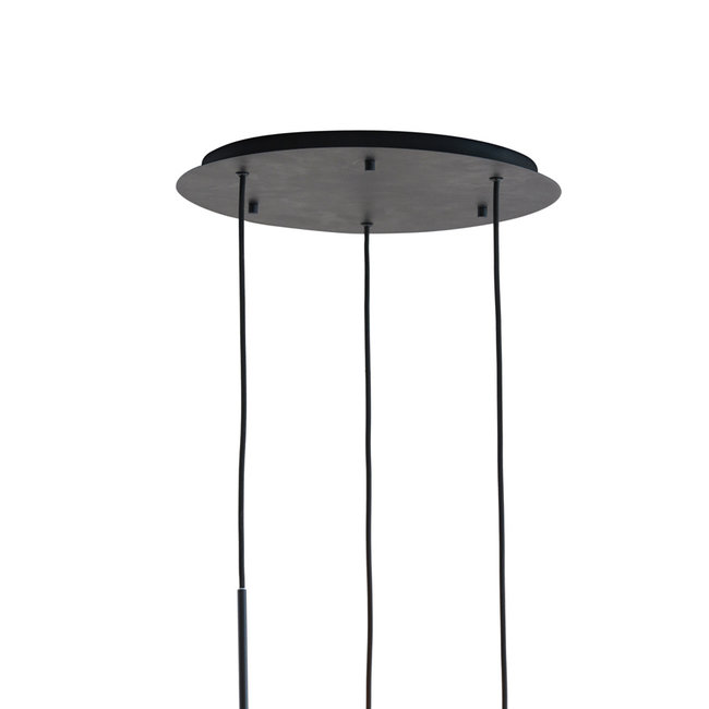 Light en Living Hanglamp 3L Ø40x160 cm MAYSON mat  zwart+glas smoke