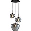 Light en Living Hanglamp 3L Ø40x160 cm MAYSON mat  zwart+glas smoke