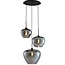 Light & Living Hanglamp 3L Ø40x160 cm MAYSON mat  zwart+glas smoke