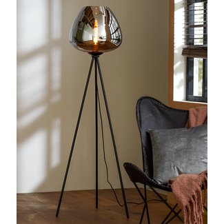 Light en Living Vloerlamp Ø42x146 cm MAYSON mat  zwart+glas smoke