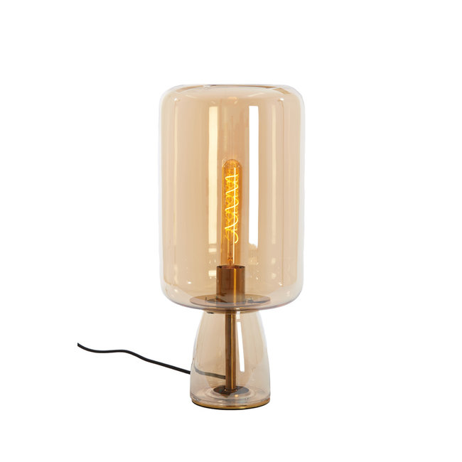 Light en Living Tafellamp LOTTA glas  amber+goud Ø16X32 cm
