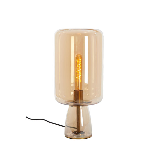 Light & Living Tafellamp LOTTA glas  amber+goud - 2 maten