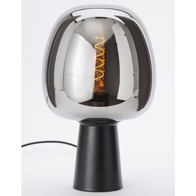Light en Living Tafellamp Ø22x40 cm MAYSON mat  zwart+ glas smoke
