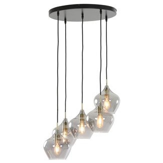 Light & Living Hanglamp 5L Ø61x66 cm RAKEL antiek  brons+smoke