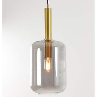 Light en Living Hanglamp Ø22x52 cm LEKAR antiek  brons+smoke glas Light en Living Hanglamp Ø22x52 cm LEKAR antiek  brons+smoke glas
