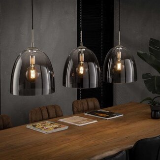 WoonStijl Hanglamp 3xØ33 shaded ovaal glas