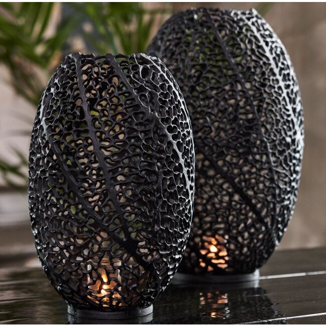 Light en Living Windlicht SINULA mat zwart - 2 maten