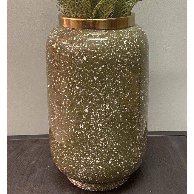 Light en Living Vaas deco Ø18x30 cm CHOW groen/wit-goud