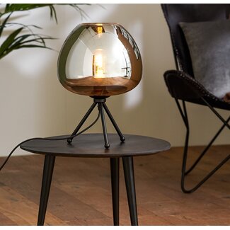 Light en Living Tafellamp Ø30x43 cm MAYSON mat  zwart+glas smoke