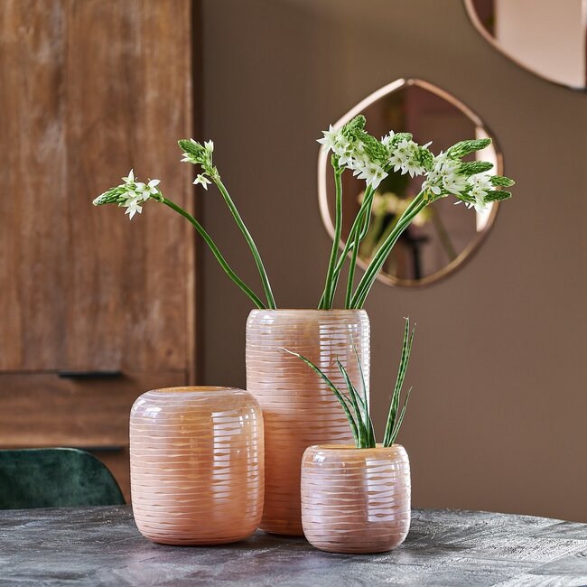 Light en Living Vaas BOWIE glas perzik-bruin - Diverse afmetingen