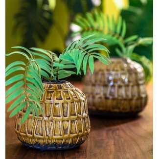 Light en Living Vaas deco Ø25x21,5 cm MENZO keramiek  oker Light en Living Vaas deco Ø25x21,5 cm MENZO keramiek  oker