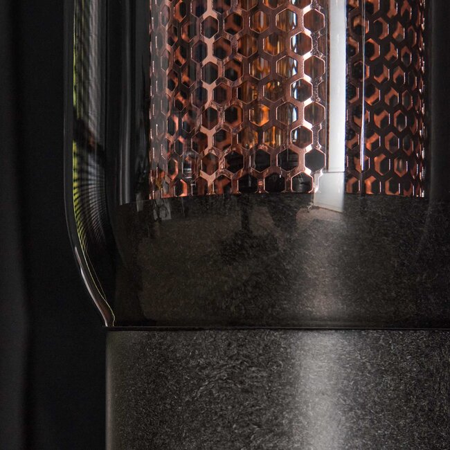 WoonStijl Tafellamp smoke glas-geperforeerd staal