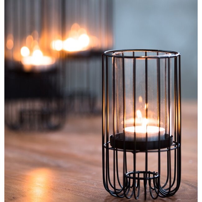 Light en Living Windlicht BRISLA mat zwart - 2 maten