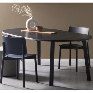 Woood Lange Jan Uitschuifbare Eettafel Rond Eiken Blacknight [fsc]