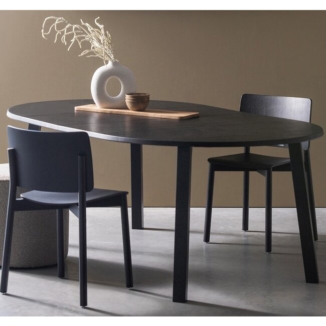 Woood Lange Jan Uitschuifbare Eettafel Rond Eiken Blacknight [fsc]