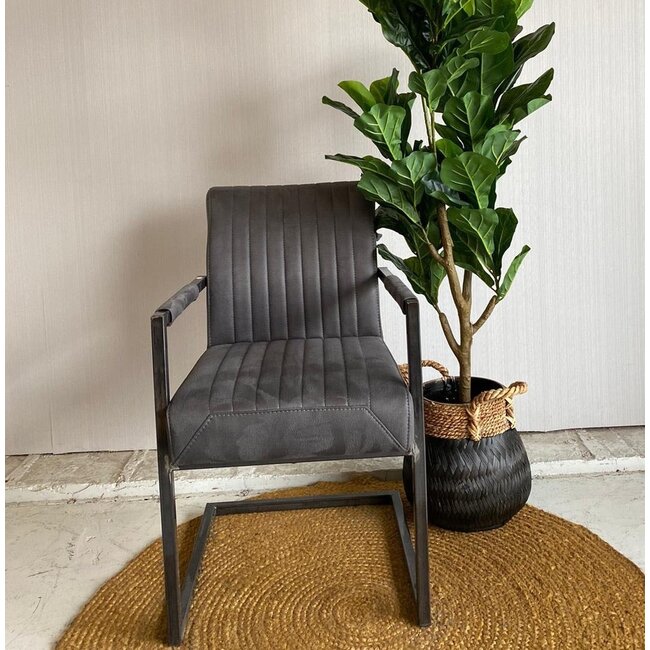 Tower Living Eetkamerstoel Ferro met armleuning - Cognac, donkerbruin, antraciet en groen