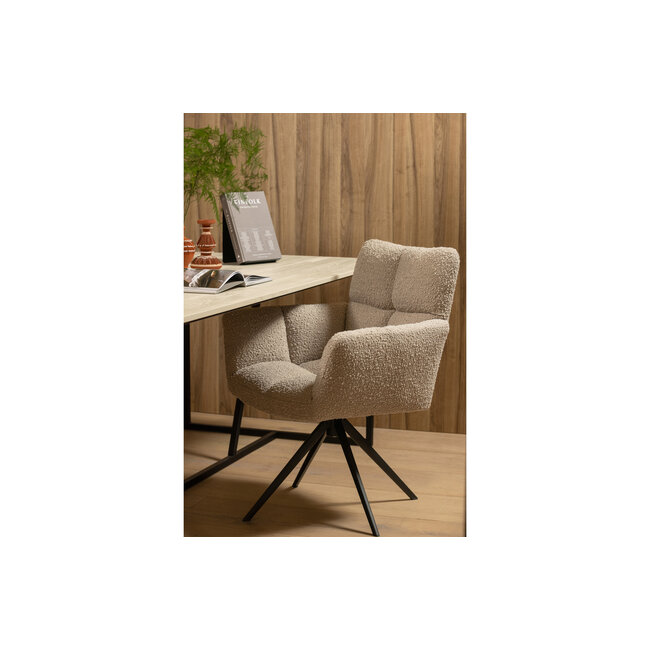 Woood Vinny Draaistoel Met Armleuning Bouclé  Zand