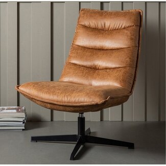 WOOOD Exclusive Nika Draaifauteuil Leerlook Cognac