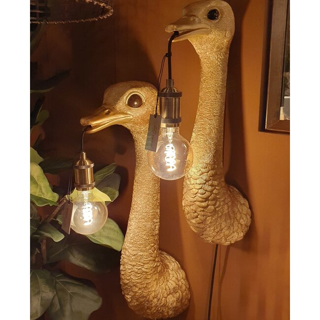 Light en Living Wandlamp Struisvogel goud of zwart - 2 maten
