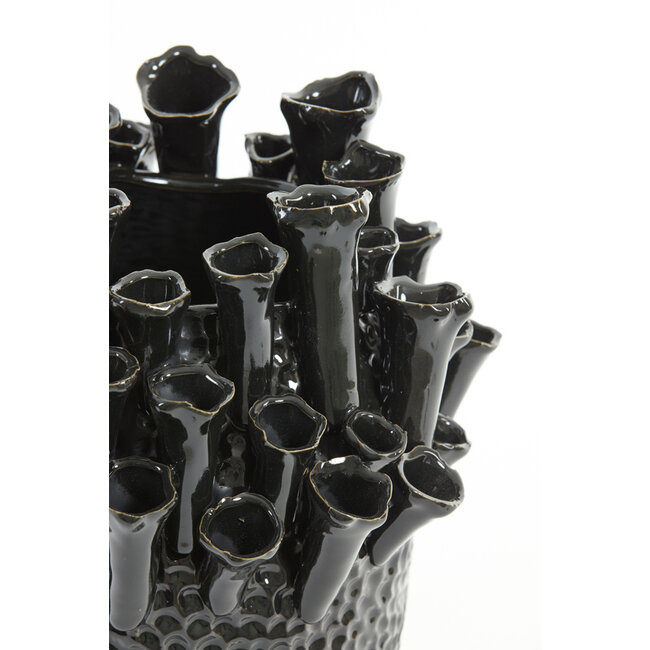 Light en Living Vaas deco Ø29x33 cm KYRAL keramiek mat zwart-glans zwart