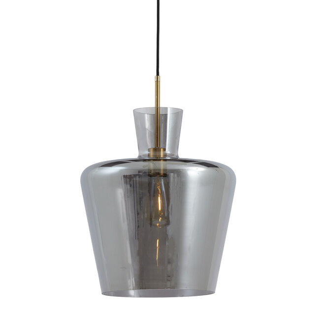 Light en Living Hanglamp Ø35x43 cm MYLES smoke glas+antiek brons