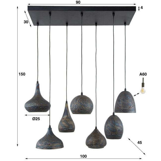WoonStijl Hanglamp 4+3 punch mix