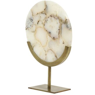 Light en Living Ornament op voet 25x11x35 cm GOUYA  wit agaat+antiek brons