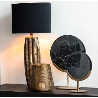 Light en Living Ornament op voet 25x10x35 cm GOUYA  zwart agaat+antiek brons