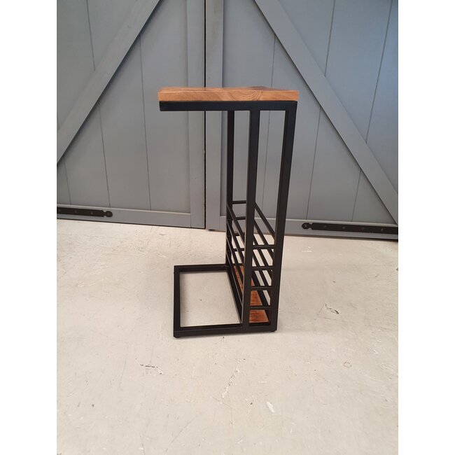 Benoa Bijzettafel industrieel sofa zwart met open vak