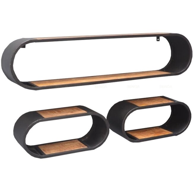 Benoa Set van 3 wandrekken ovaal mango