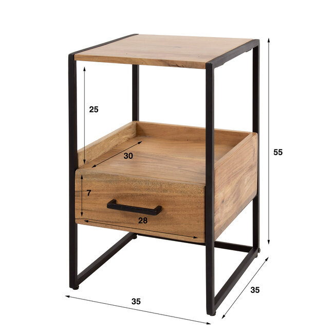 WoonStijl Nachtkastje XS niche Acacia met 1 lade