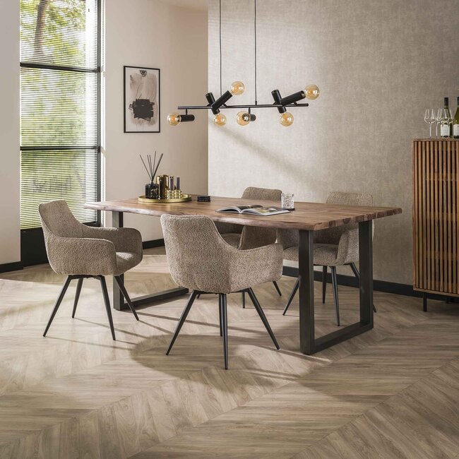 WoonStijl Eetkamerstoel Draaibaar Boucle zand