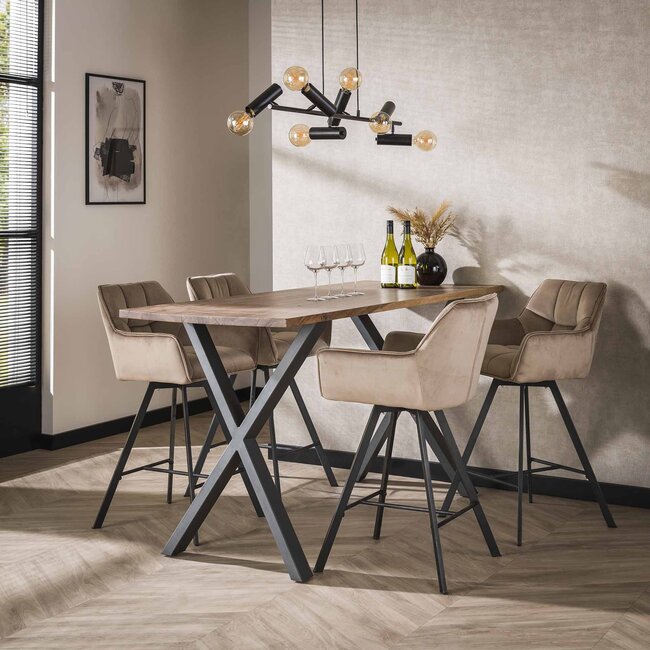 WoonStijl Barstoel Raster draaibaar Champagne velvet