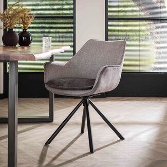WoonStijl Eettafelstoel two-tone draaibaar zilverkleurig mix