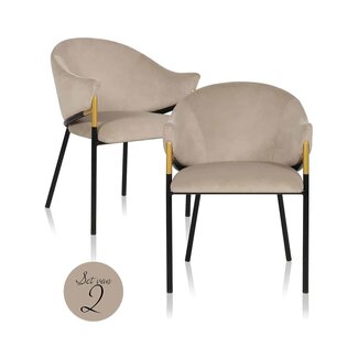 Richmond Interiors  Stoel Jocasta khaki velvet (set of 2) (Quartz Khaki 903)