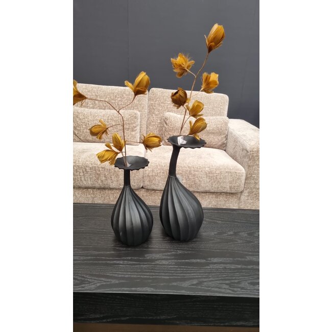Light en Living Vaas deco 20x20x48 cm NYOKO mat zwart