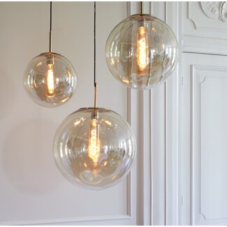 Light en Living Hanglamp Medina antiek  brons + glas amber - 2 maten