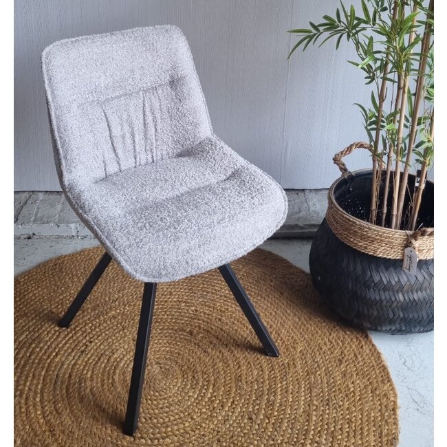 WoonStijl Eettafelstoel Plooi Boucle zilverkleurig