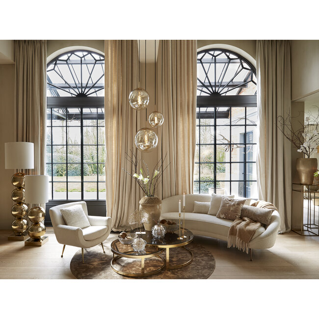 Light en Living Hanglamp Medina antiek  brons + glas amber - 2 maten