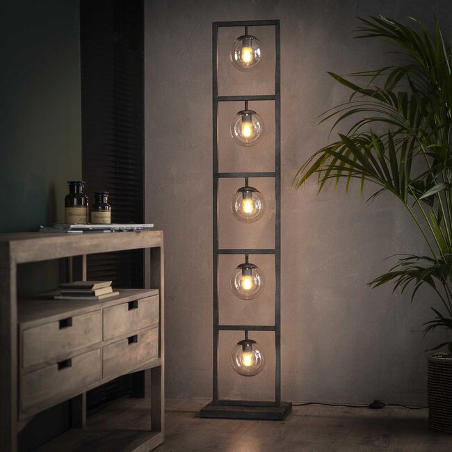 WoonStijl Vloerlamp tower 5x Ø15 glas / Oud zilver showroommodel